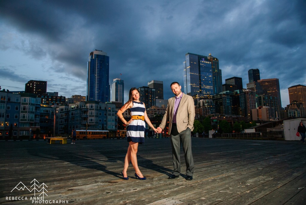 Downtown Seattle Editorial engagement photo night photography