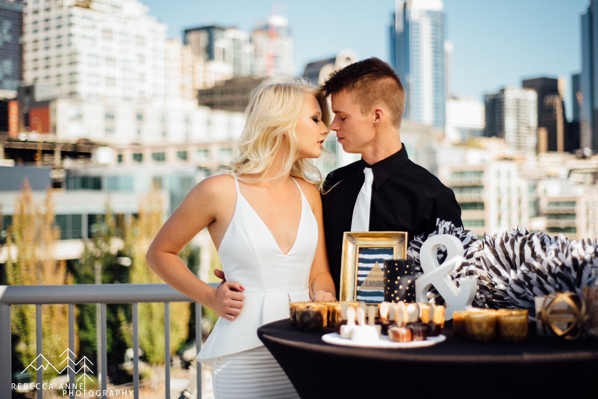 Modern Rooftop Engagement in Downtown Seattle // Erik & Victoria Tacoma Seattle Wedding Photographer 27