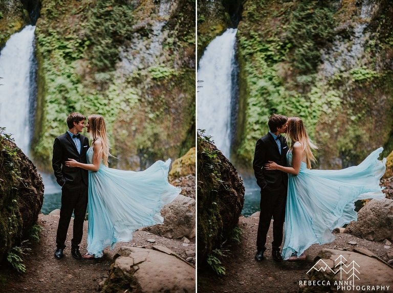 Wahclella Falls Engagement Natalie Peyton Adventure