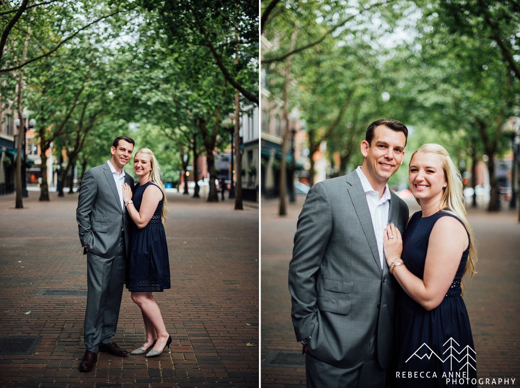 Caitlyn and Chris had a Urban Seattle Engagement Session in Pioneer Square Downtown Seattle, Washington photographed by local Seattle Wedding Photographer, Rebecca Anne Photography.